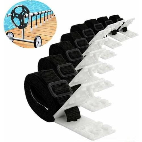 8Set Pool Cover Roller Attachment Solar Blanket Straps Kit Pool Solar Cover Reel Attachment Kit for Pool Cover Parts