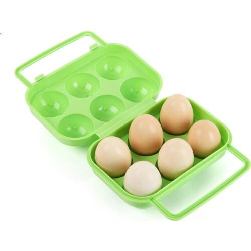 Portable 6-cell box egg holder storage not afraid breaking picnic barbecue travel camping outdoor cookware kitchen