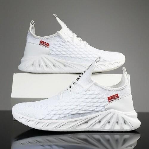 Men sneakers shoes outdoor fashion large size casual comfortable mesh breathable non-slip flying woven elastic jogging shoes