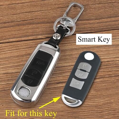 Metal Fob Holder Shell Case Box Bag Cover Chain Trim Fit For Mazda 3 6 BM Sedan 2014 2015 2016 Remote 3 Button Key Accessories