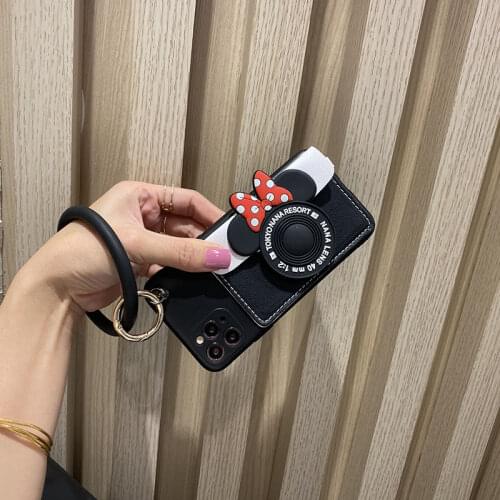 Cute Cartoon Leather Wallet Phone Case For Xiaomi mi 10 Lite 10T 11 Redmi 9A 9C NOTE 9 9S PRO 9T 10S Big Bracelet Ring TPU Cover