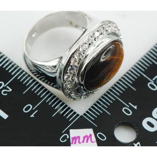Tiger Eye Fashion 925 Sterling Silver Ring Size 6 7 8 9 10 F985