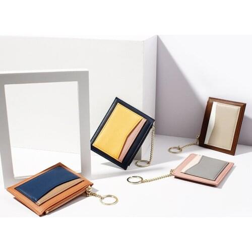 Fashionable PU Leather Womens Wallet Multi-Card Position Zipper Card Bag Keychain Small Wallet Lady Coin Purse Small Wallet