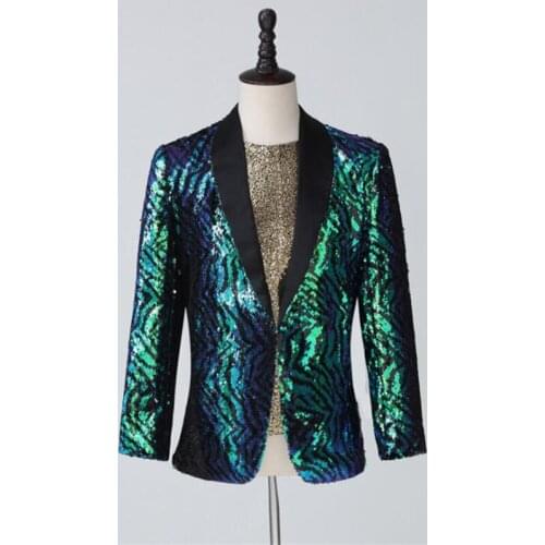 Sequin suits mens blazers bar dinner annual meeting performance costume school celebration wedding costume host magician stage