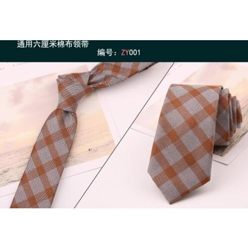 Mens Korean version of Japanese style plaid narrow tie womens British fashion casual cotton striped casual trendy yarn-dyed bl