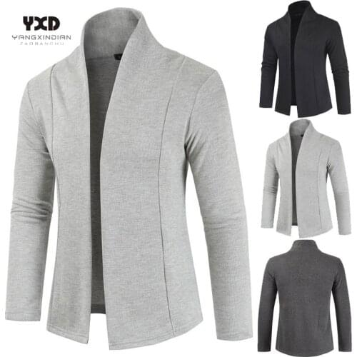 Mens Clothing Shawl Collar Slim Man Cardigan Sweater Mens Spliced Cardigans Knitted Sweaters Casual Mans clothes Men Coat Male