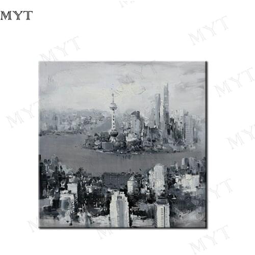 MYT Hand Painted City Scenery Oil Painting Wall Painting Art Canvas Wall Picture Artwork For Hotels Living Room Decor