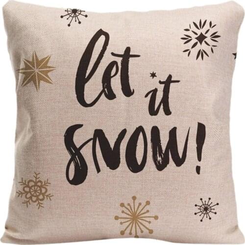 Cotton Linen Let It Snow Christmas Calligraphy Throw Pillow Case Decorative Cushion Cover Pillowcase Customize Gift For Seat