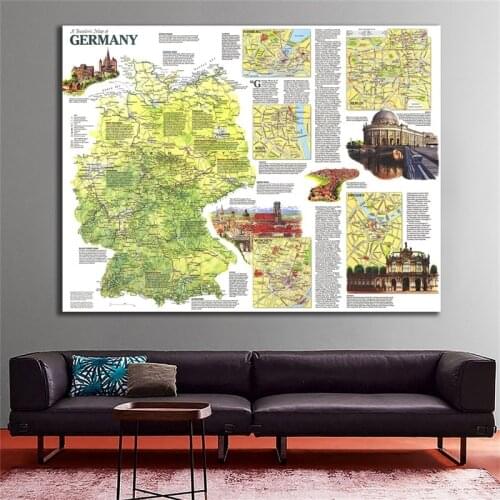 150x225cm Germany-A Travellers Map Non-woven Decor Map Wall Art Home Crafts For Traval And Trip