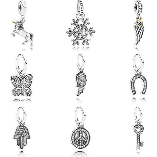 NEW 100% 925 Silver snowflake pendant Fluttering Butterflie charm Bead Collocation Bracelet DIY bracelet Factory wholesale