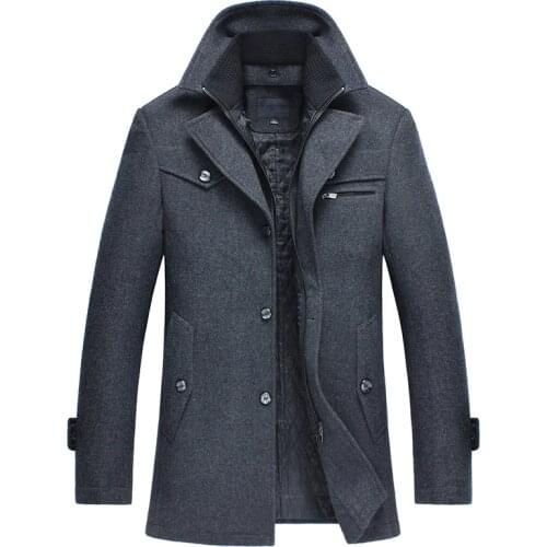 New Winter Mens Wool Coat Slim Jackets Mens Casual Business Warm Outerwear Jacket Men Thicken Coat Plus Size M~4XL Male Jacket