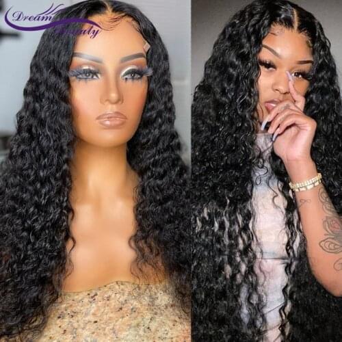 Lace Front Human Hair Wigs For Women Deep Wave Curly Frontal 4x4 Closure Wigs Brazilian Long 30 inch Pre Plucked Bleached Knots