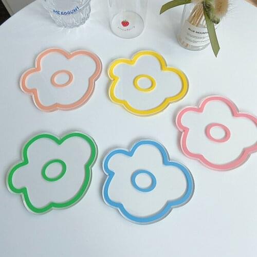 Cute Flower Shape Coasters Acrylic Coasters for Drinks Away from Stain and Scratches For Home Kitchen XH8Z