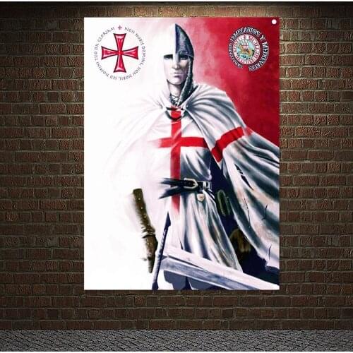 Ancient Combat Legion Posters Wall Hanging Military Art Knights Templar Armor Banners Flag Canvas Painting Background Wall Decor