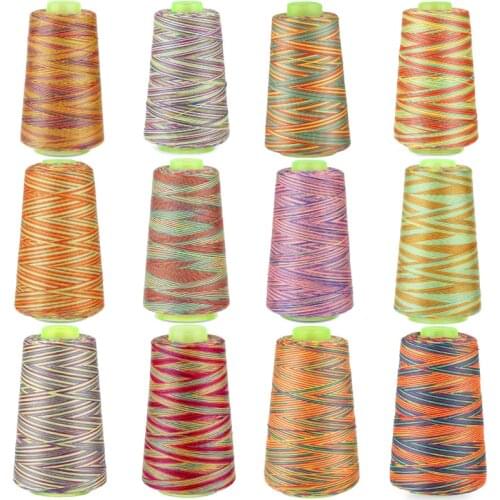 Nonvor 3000 Yards Rainbow Sewing Thread Multifunctional Polyester Sewing Thread for Regular Sewing Quilting Overlock Embroidery