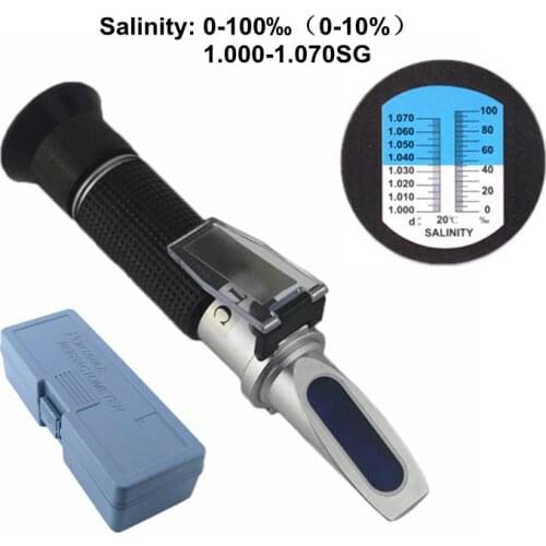 0~10% Salinity Refractometer Salt Meter Optical Salometer 1.000-1.070SG for Aquarium Seawater Salinity Tester