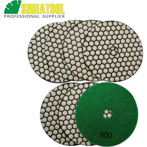 SHDIATOOL 7pcs 5" #800 dry polishing pads Very competitive sander disc diameter 5inch Resin bond diamond flexible Grinding disc
