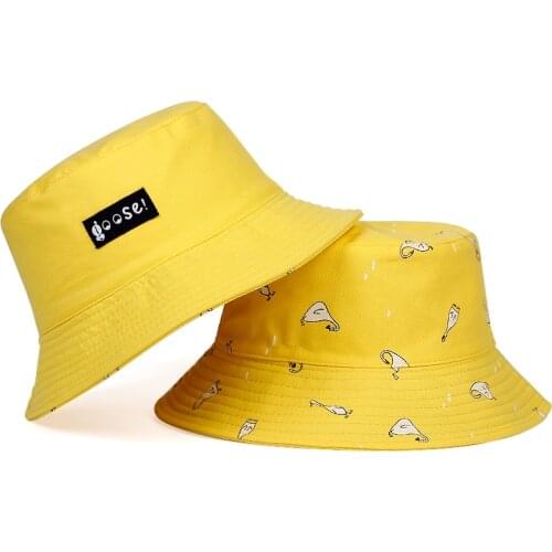 New Goose printing fisherman hat sunshade outdoor fishing hats double-sided wearable wild bucket hat Couple General casual hats