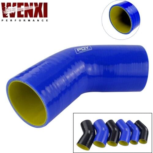 Blue/Black&Yellow 2.5" 63mm 45 Degree Elbow Silicone Hose Pipe Intercooler Turbo Intake Pipe Coupler Hose WX-SH4525-QY