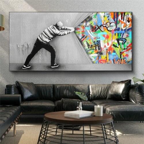 Modern Creative Bansky Graffiti Colorful Street Art Poster And Prints Canvas Wall Painting For Living Room Decoration Cuadros