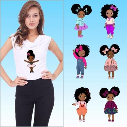 Dancing girls Black women Thermal Stickers Iron On Transfers Applique on Clothes Garment Accessories Letter Stickers