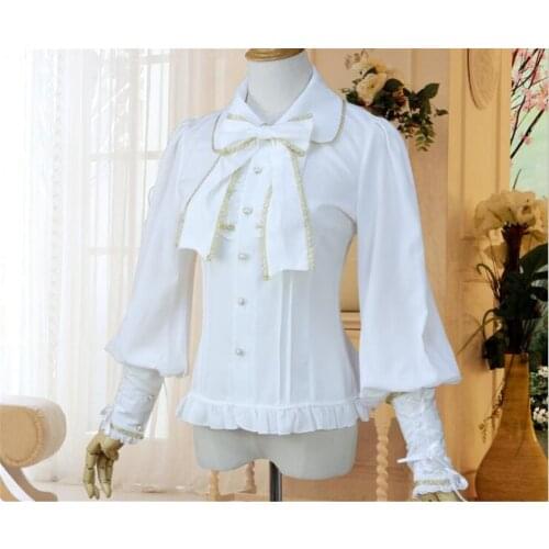 Gothic Lolita Blouse Victorian Women Shirt Retro Medieval Lace Lolita Blouse Tops SK for Tea Party Long Sleeve D234