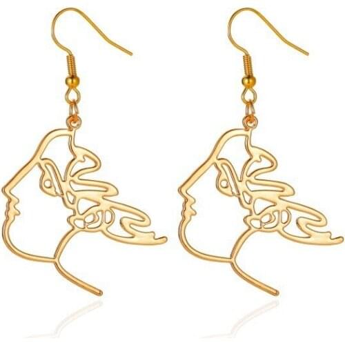 Punk Human Face Drop Earrings For Women Retro Abstract Hollow Out Statement Hand Metal Fashion Dangle Earring Jewelry