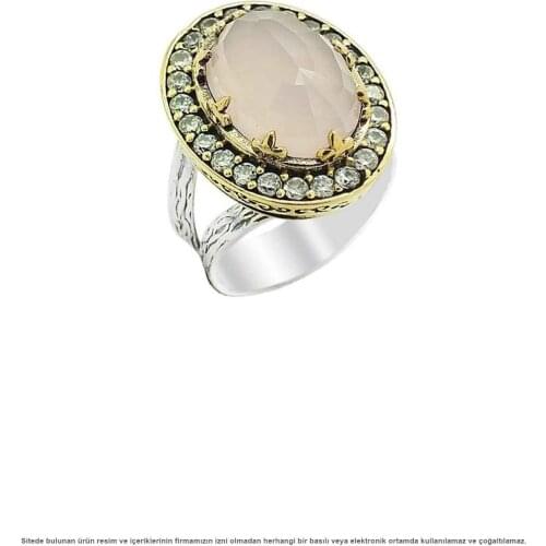 Pink Quartz Cubic Zirconia Silver Women 'S Ring