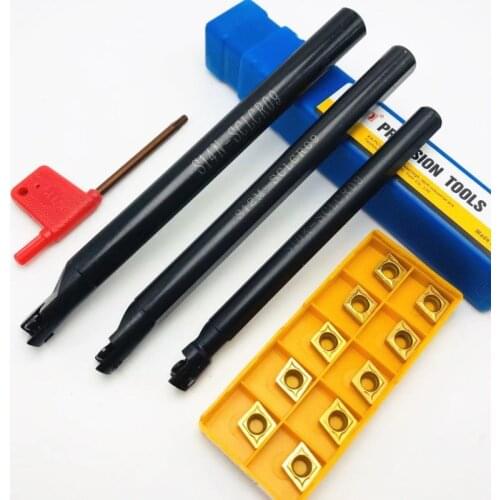 3PCS S10K-SCLCR09 S12M-SCLCR09 S14N-SCLCR09 95-degree spiral tool holder boring bar + 1PCS Wrench+10PCS CCMT09T304 carbide tools