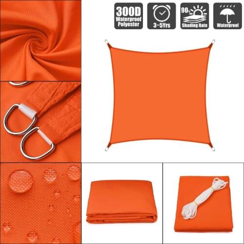 300D Waterproof Polyester Rectangle Square Awning Sun shading net Sun Shade Sail Outdoor Sun Shelter Orange-red color