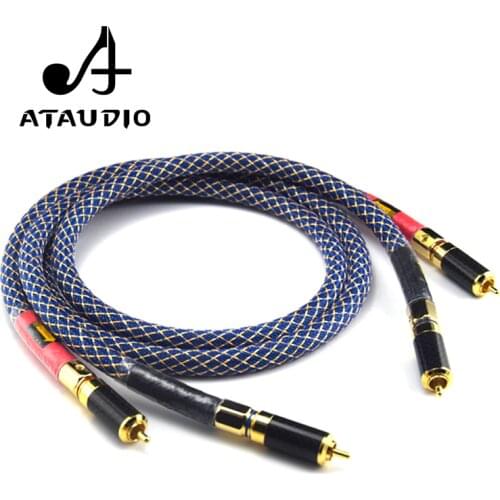 ATAUDIO One Pair Ortofon 8N OFC Hifi RCA Cable Pure Copper intecconnect Audio Cable with Carbon Fiber RCA Plugs