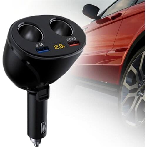 Quick Charge QC3.0 3.1A Dual USB Car Charger Fast Charging Quick Charge Power Adapter with Double Cigarette Lighter Socket Split