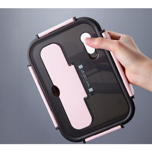 Leak-Proof Bento Box with Tableware Food Container Microwave Heating Lunch Box Picnic Food Container Eating Storage for Student