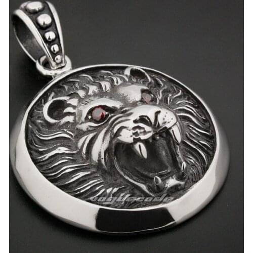 316L Stainless Steel Huge Knight King Lion Pendant Mens Biker Rocker Punk Style 6T006 Steel Necklace 26 inches