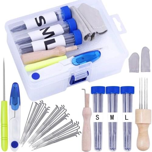 LMDZ 72 Pcs Needle Felting Kit Felting Needle Wool Needle Felting Supplies Needle Felting Tool Set with Foam Awl Finger cots