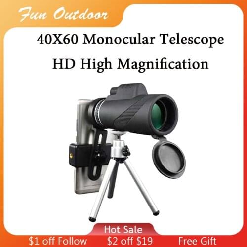 40X60 Monocular Telescope Powerful HD High Magnification Low Light Night Vision Professional for Hiking and Camping Binoculars