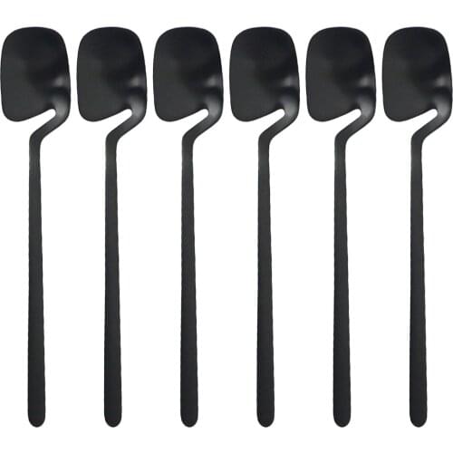 6Pcs 18/10 Stainless Steel Dessert Spoon Set Long Handle Dinner Spoon Luxury Colorful Tea Spoon Set Scoop Spoon Party Tablespoon