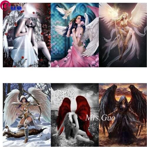 Angel Beauty" "Black Angel" 5D DIY Diamond Embroidery Diamond Painting Rhinestone Picture Art Cross Stitch Kit Adults Home Decor