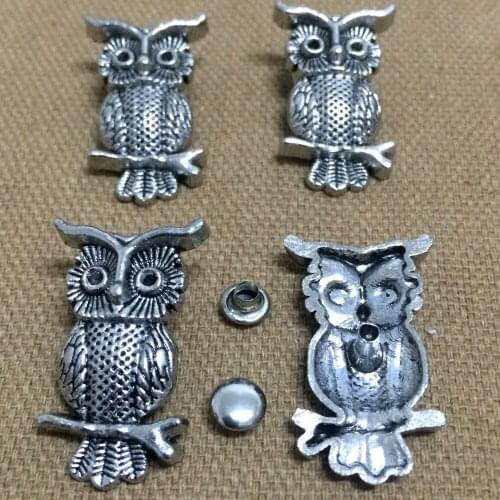 New 30PCS 17.5X28.5MM Antique Silver Big Owl Studs Rivet Punk Owl Spikes Shoes Belt Bag Bracelet Accessories Leather Craft
