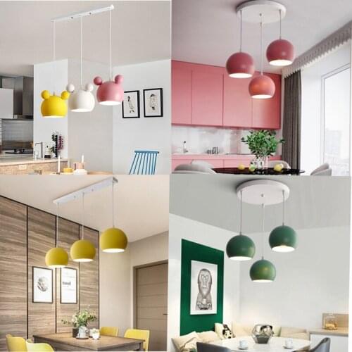 Nordic restaurant chandelier three-head modern simple iron creative personalized bar counter dining room bedroom single-head