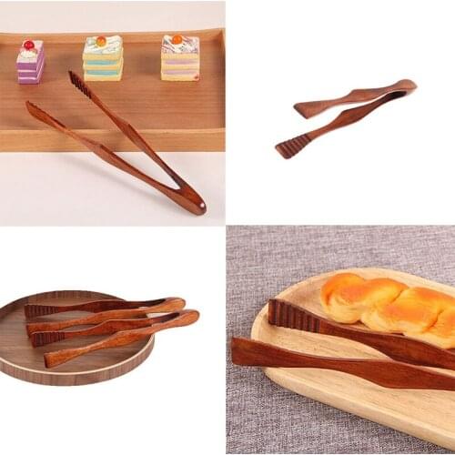 1 Pc Bamboo Cooking Kitchen Tongs Food BBQ Tool Salad Bacon Steak Bread Cake Wooden Clip Home Kitchen Accessories