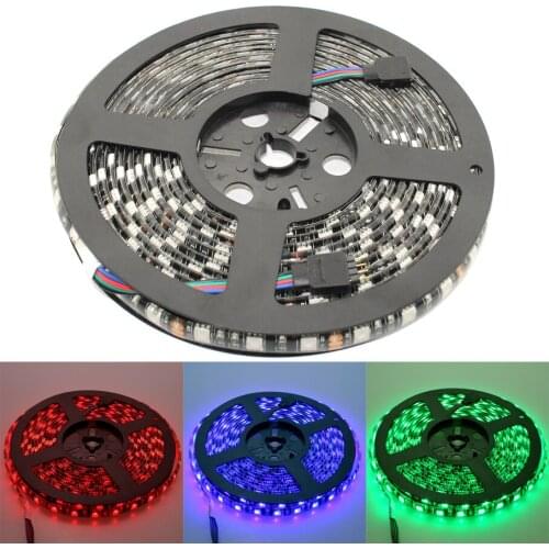 12V Led Strip Light PC SMD 5050 5M Waterproof Black PCB 60Led/M RGB Led Lighting Lamp Tape Diode Flexible Strip for Living Room