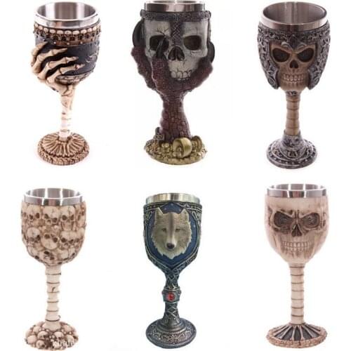 2019 New creative skull and goblet Stylish 3D stainless steel wine glass