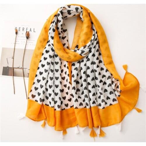 2020 Women Fashion Loop Love Heart Tassel Viscose Shawl From Korea Print Wrap Pashmina Stole Bufanda Muslim Hijab Snood 180*90Cm
