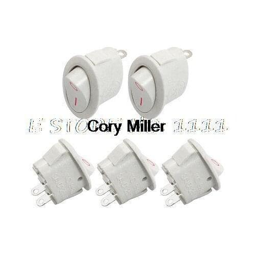 23x12mm AC 3A/6A 250V 2 Terminal SPST On-Off Oval Rocker Switch White