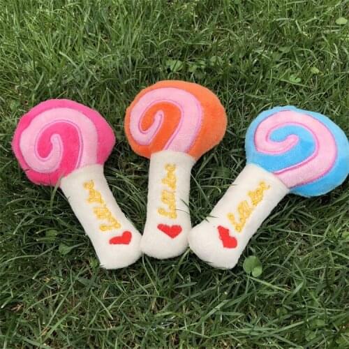 3 Colors Dog Puppy Chew Toy Squeaky Plush Sound Cute Lollipop Design Squeaking Honking Cachorro Pet Toys Puppies Dogs Squeaker