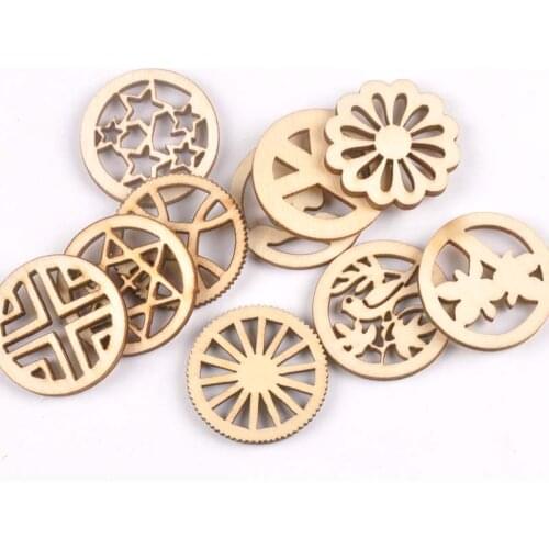 30mm 30Pcs Mix Round Pattern Natural Wood Slices DIY Craft Scrapbook Accessories For Home Decor Unfinished Wooden Ornament m2178