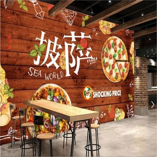 Hand-painted Pizza Cake Restaurant Wall Paper Creative Western Restaurant Fast Food Store Theme Mural Wallpaper 3D Wall Murals