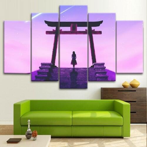 5 Piece Canvas Japanese Torii Gate Print HD Print Poster Paintings Room Home Decor Pictures Framework Modular Modern