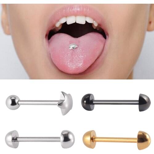 4PCS Anti-Allergy Surgical Steel Star Shape Tongue Rings Women Full Moon Piercing Tongue Barbells Piercing Body Jewelry 14g